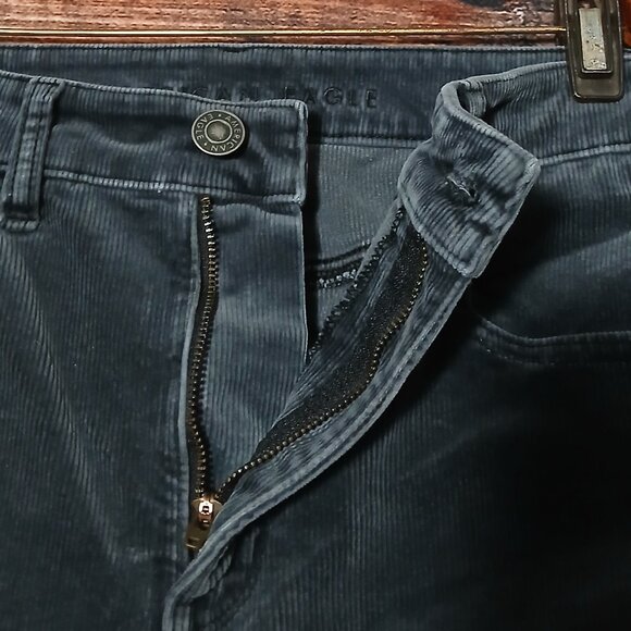 American Eagle Pants Size 12 Corduroy High Rise Jegging Gray Storm Super Stretch - Picture 6 of 10